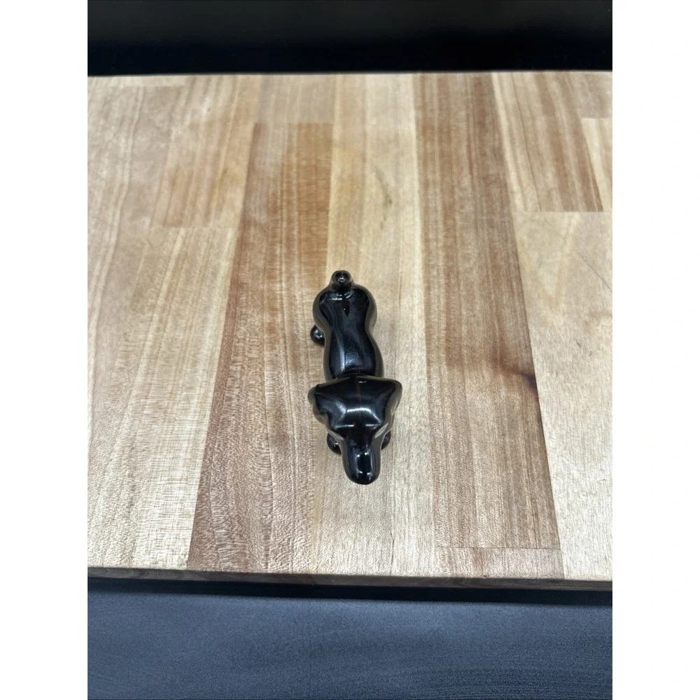 Vintage Art Pottery Redware Figurine Black Dachshund  Dog Made In Japan